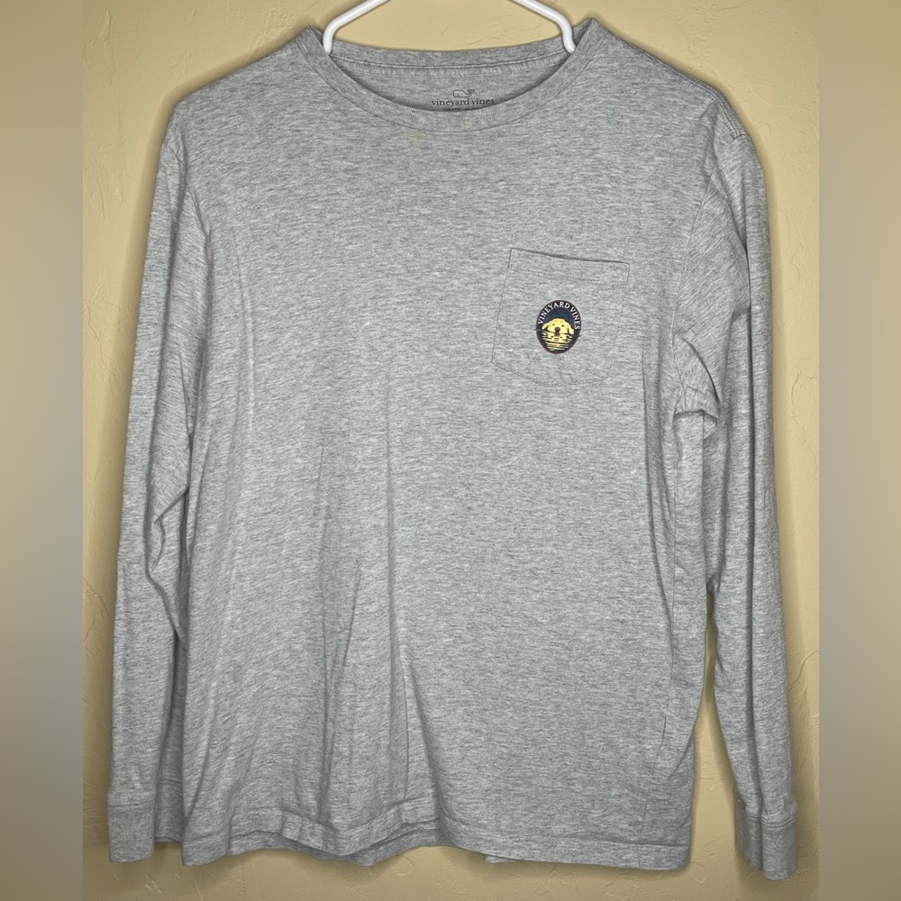 VINEYARD VINES: Gray Retriever Dog Long-Sleeve T-Shirt, Size XL (18)